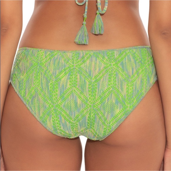 Becca triangle top size D bikini Emily side tie hipster size small *green* - Picture 12 of 12
